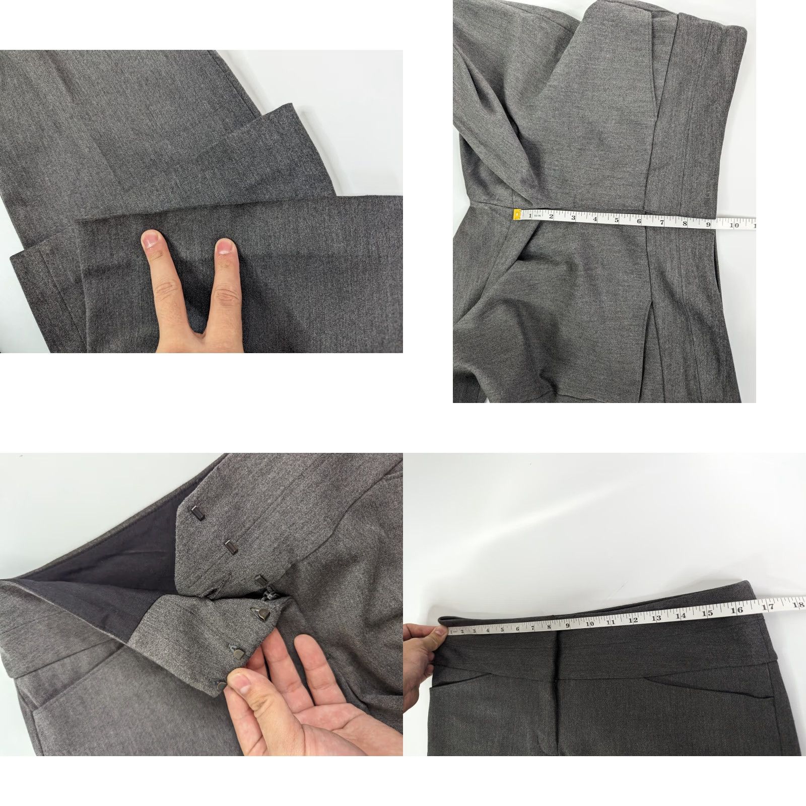 Express Express Editor Pants Wide-Leg Womens Size 6R Gray Charcoal Knit Polyester Blend Belt Detail Career Dress Pant (Defect) Size 28" / US 6 / IT 42 - 8 Thumbnail
