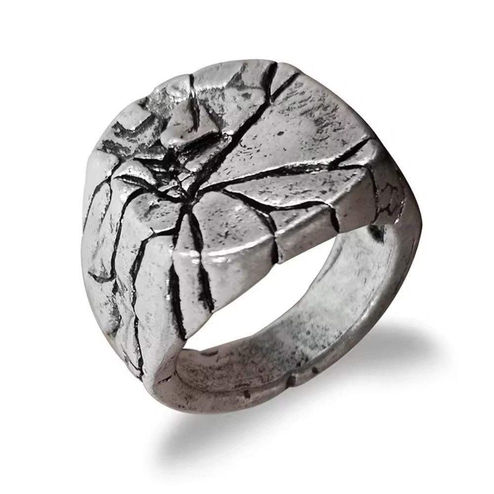 Jewelry Retro Vintage Punk Cracked Square Ring Size ONE SIZE - 2 Thumbnail