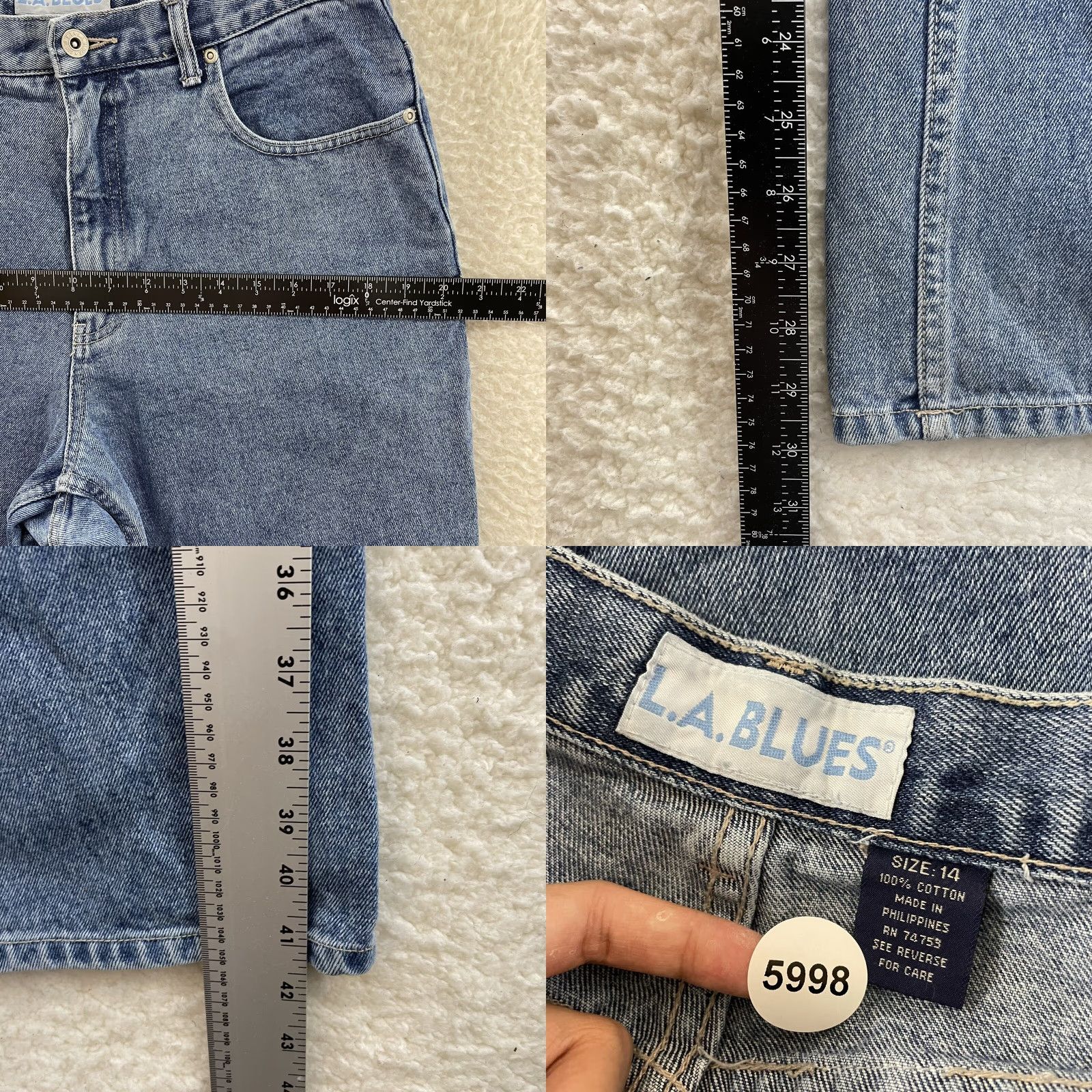 Vintage VINTAGE 90s Y2K Jeans 14 32 High Waisted Bootcut Medium Wash Denim 100% Cotton L.A. Blues Women's Jeans Mens? Size 36" / US 14 / IT 50 - 8 Thumbnail