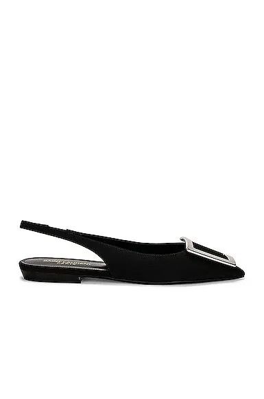 Saint Laurent Paris oc11z1125 Maxine Slingback Flats in Crepe De Chine in Black Size US 6.5 / IT 36.5 - 1 Thumbnail