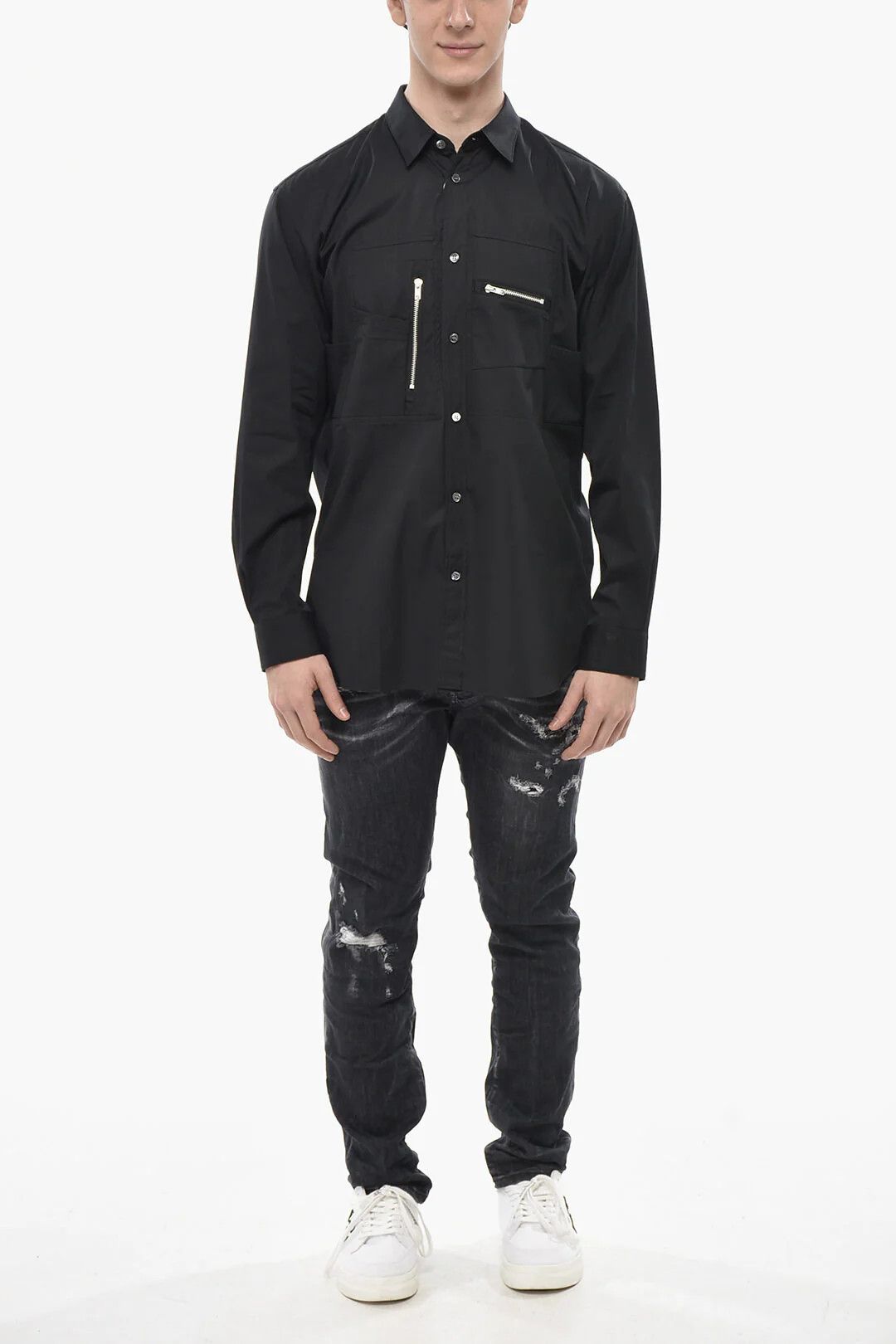 Comme des Garcons og1mm0426 Solid Multi-Pocket Shirt in Black Size US L / EU 52-54 / 3 - 4 Thumbnail