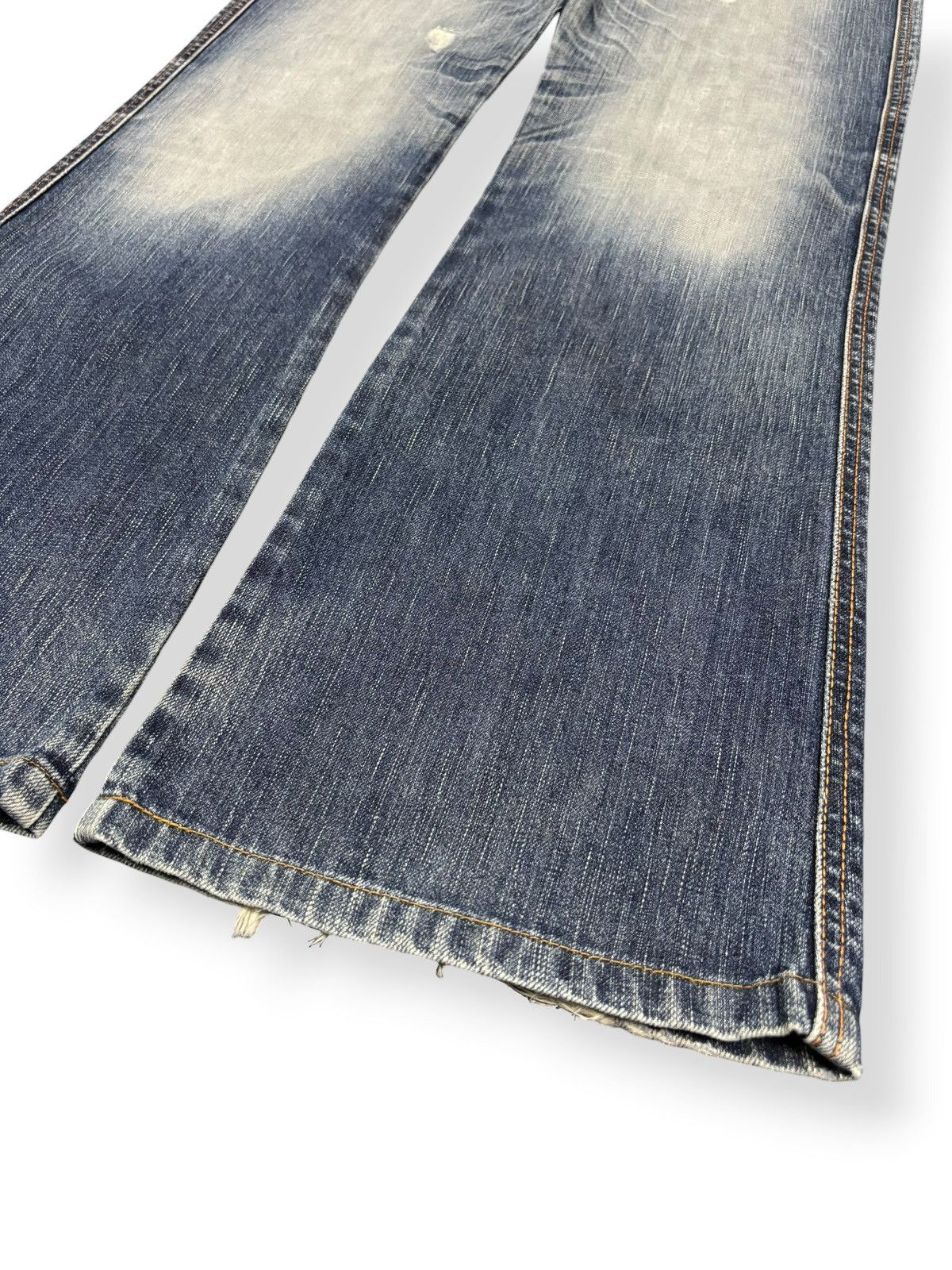Edwin Vintage Edwin Blue Trip Faded Wash Flare Distressed Jeans Size US 33 - 8 Thumbnail