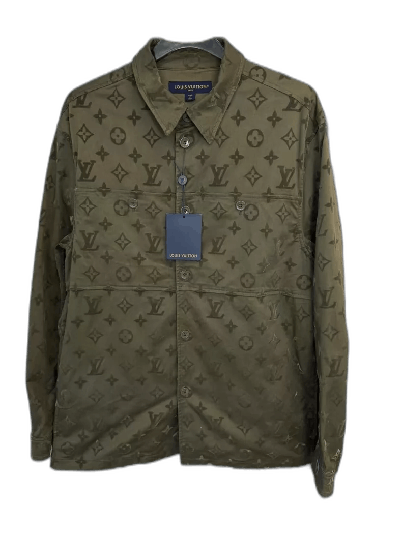 Louis Vuitton Louis Vuitton Green Plush Printed Shirt Jacket Size US XL / EU 56 / 4 - 1 Thumbnail