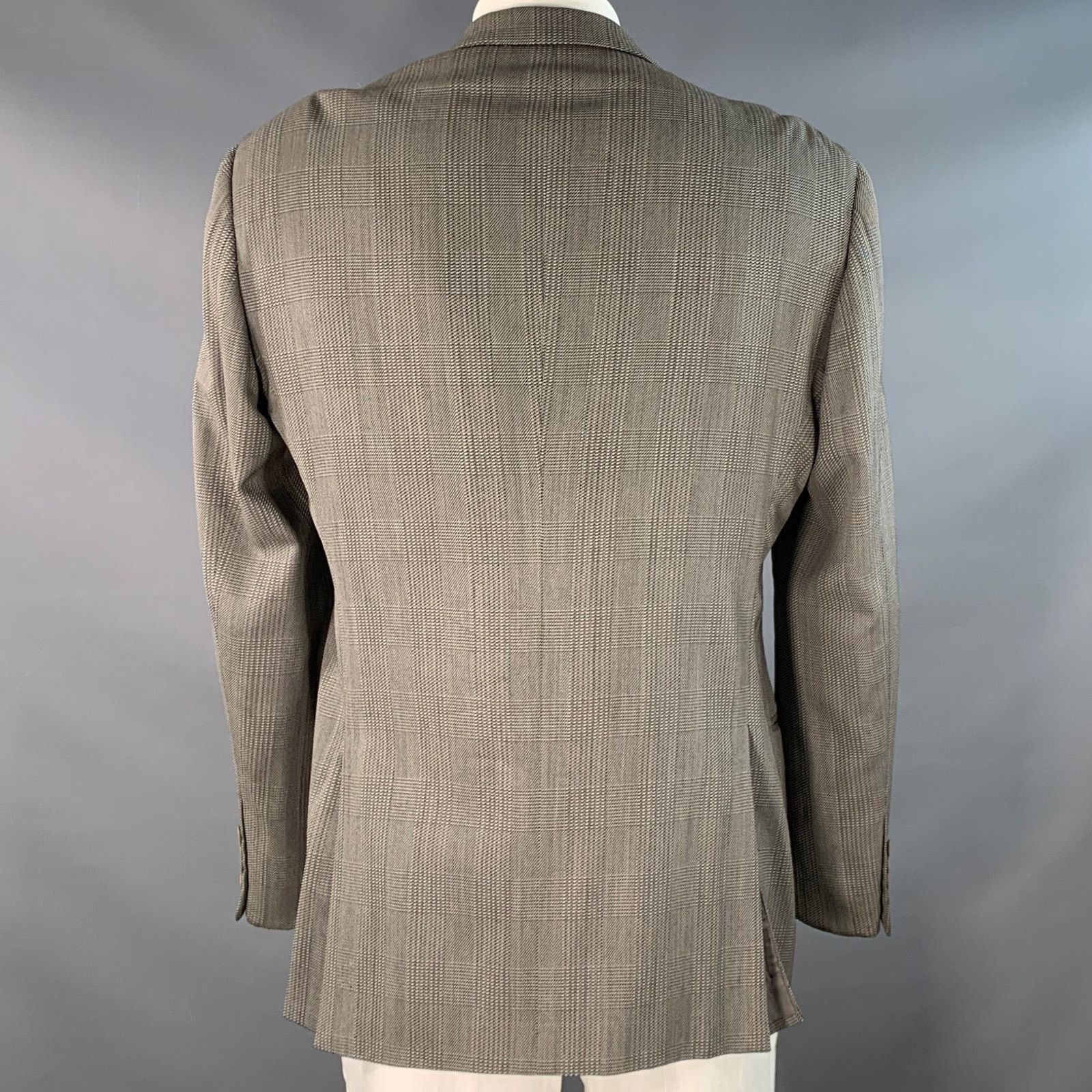 Armani Collezioni Size 42 Black White Glenplaid Wool Blend Sport Coat Size 42R - 3 Thumbnail