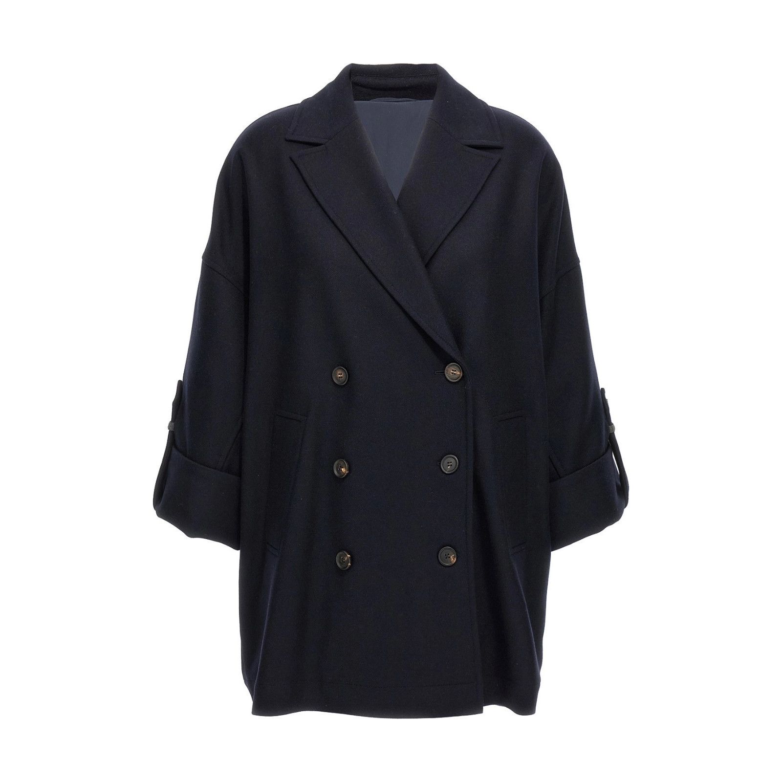 Brunello Cucinelli BRUNELLO CUCINELLI Blue Wool Long Coat New & Authentic (Wome Size XS / US 0-2 / IT 36-38 - 1 Thumbnail