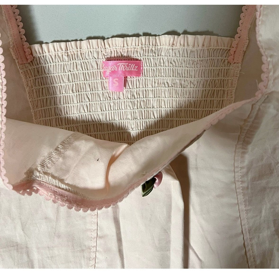 Dolls Kill Sugar Thrillz Pink Pastel Corset Shirt Crop Top Size S 🎀✨ Size S / US 4 / IT 40 - 5 Thumbnail