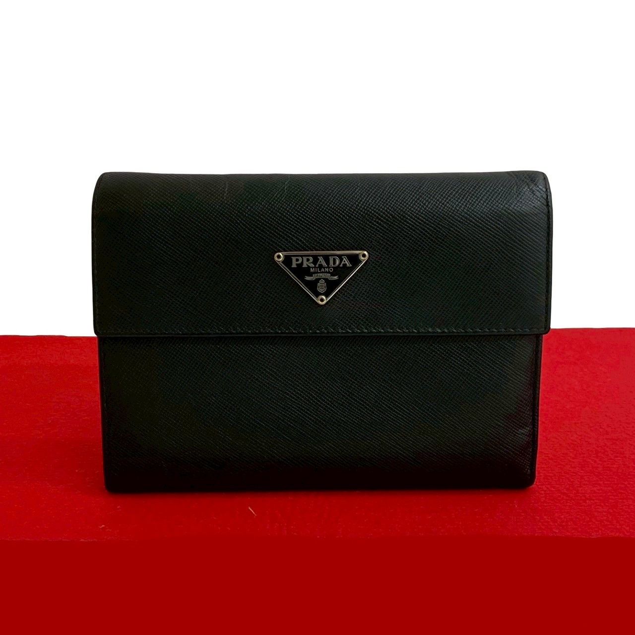 Prada Prada Prada Saffiano Trifold Wallet Leather Short Wallet Size ONE SIZE - 1 Thumbnail