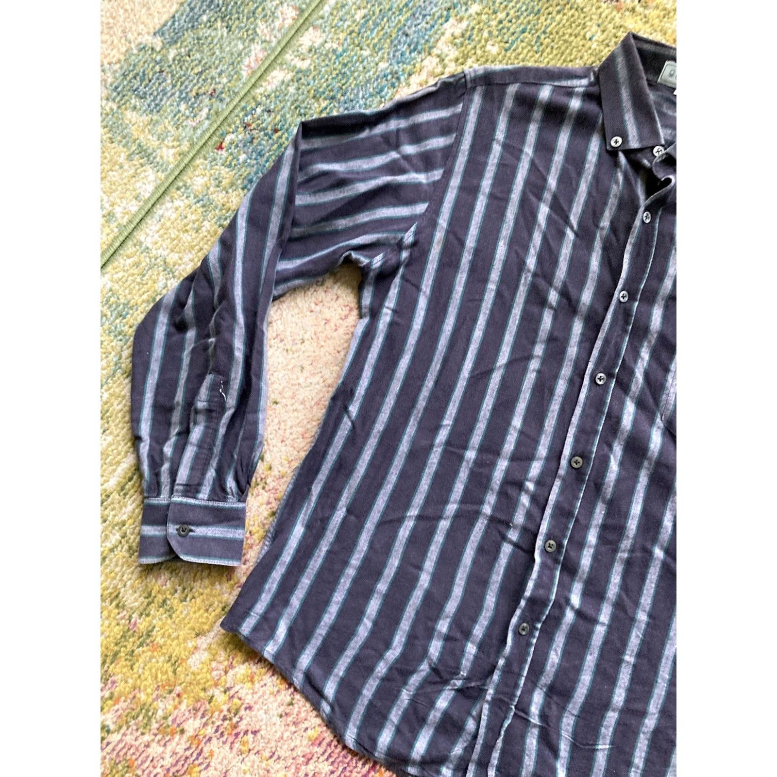 Benetton VINTAGE Benetton Shirt Mens Medium Striped Button Up Long Sleeve Italy Size US M / EU 48-50 / 2 - 2 Thumbnail