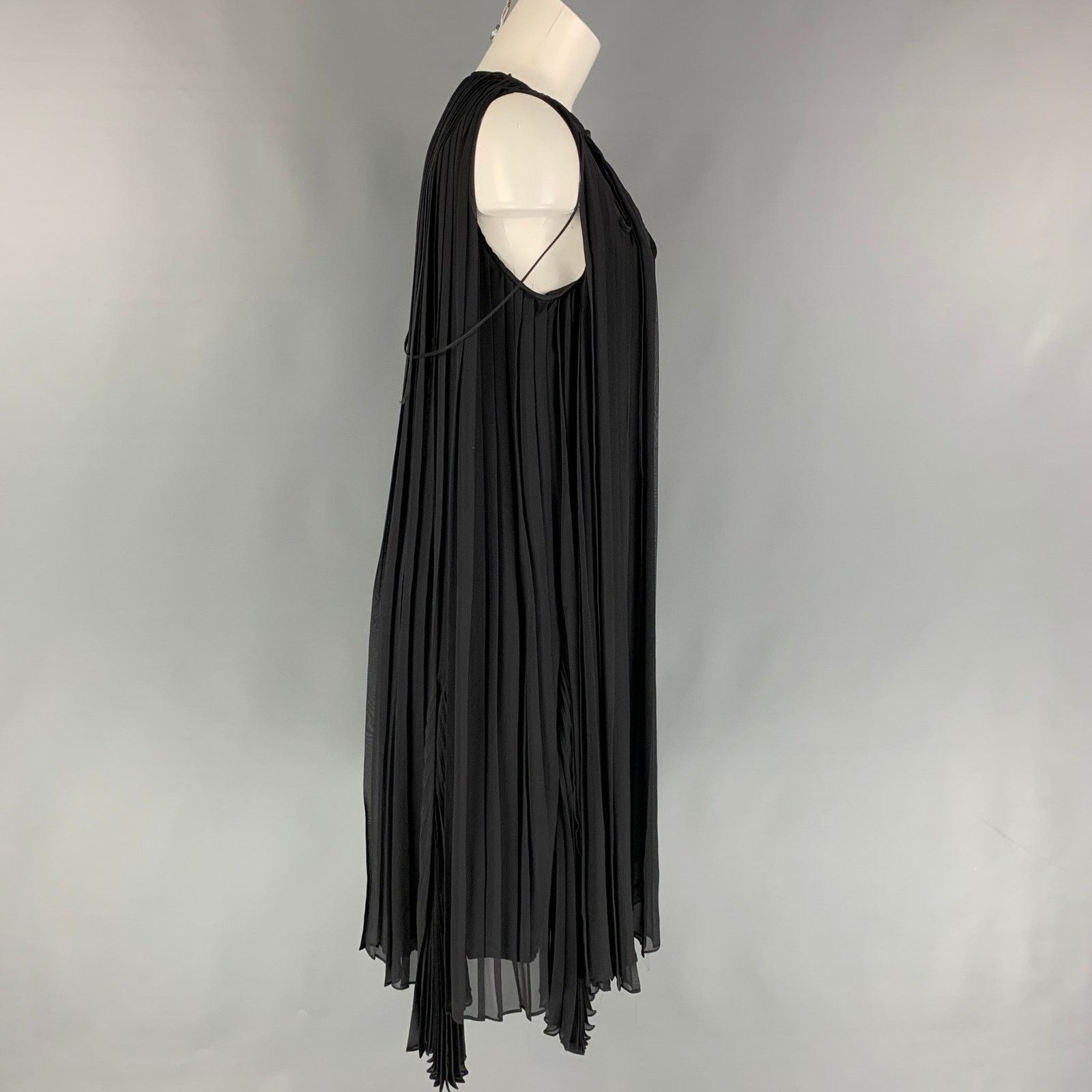 Hussein Chalayan HUSSEIN CHALAYAN Size M Black Silk Pleated A-Line Dress Size M / US 6-8 / IT 42-44 - 3 Thumbnail
