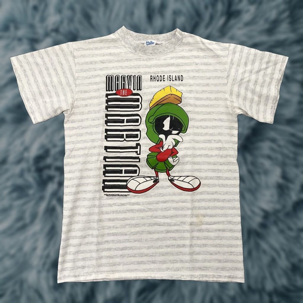 Velva Sheen VINTAGE 90s Marvin The Martian Striped T-Shirt Adult Medium Gray Velva Sheen Mens Size US M / EU 48-50 / 2 - 1 Thumbnail