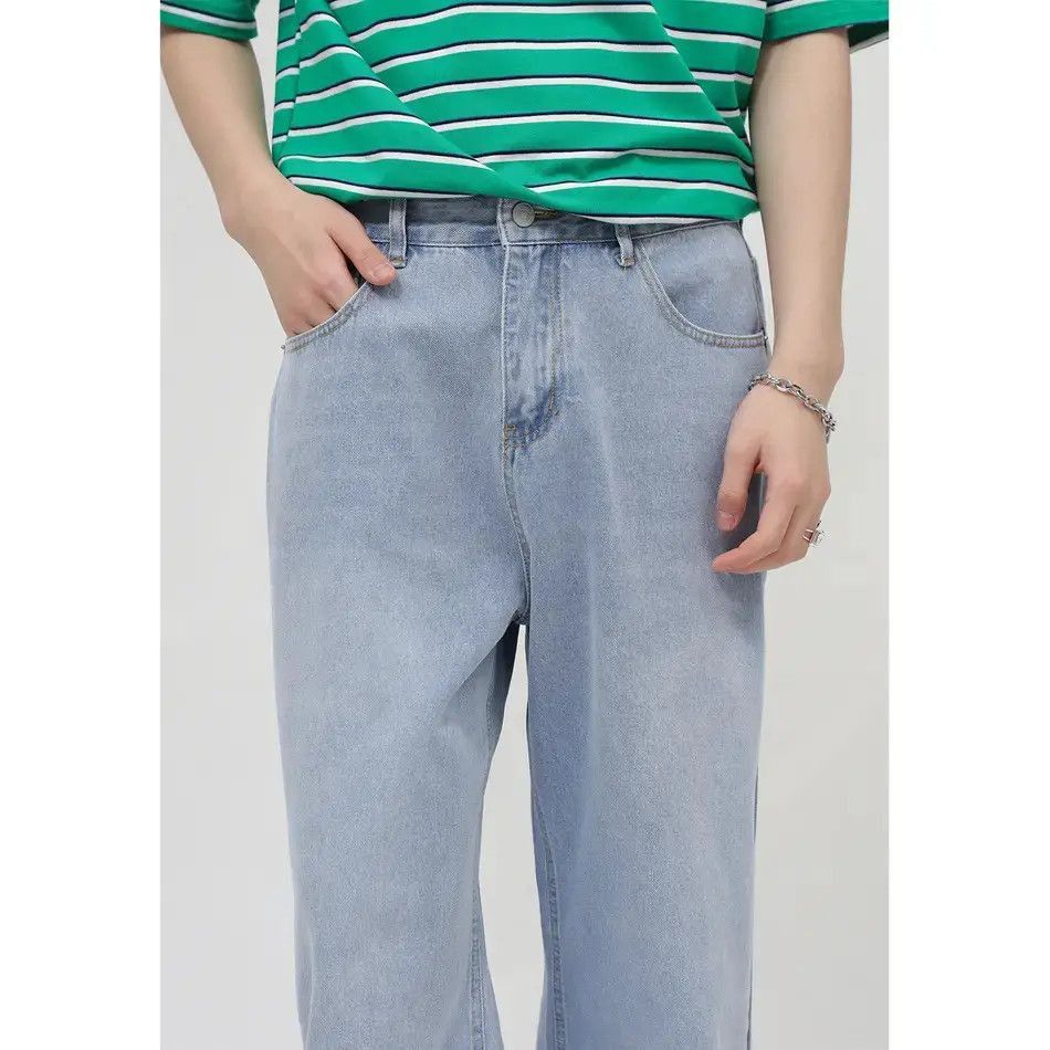 Japanese Brand Retro loose straight leg light blue jeans Size US 32 / EU 48 - 2 Thumbnail