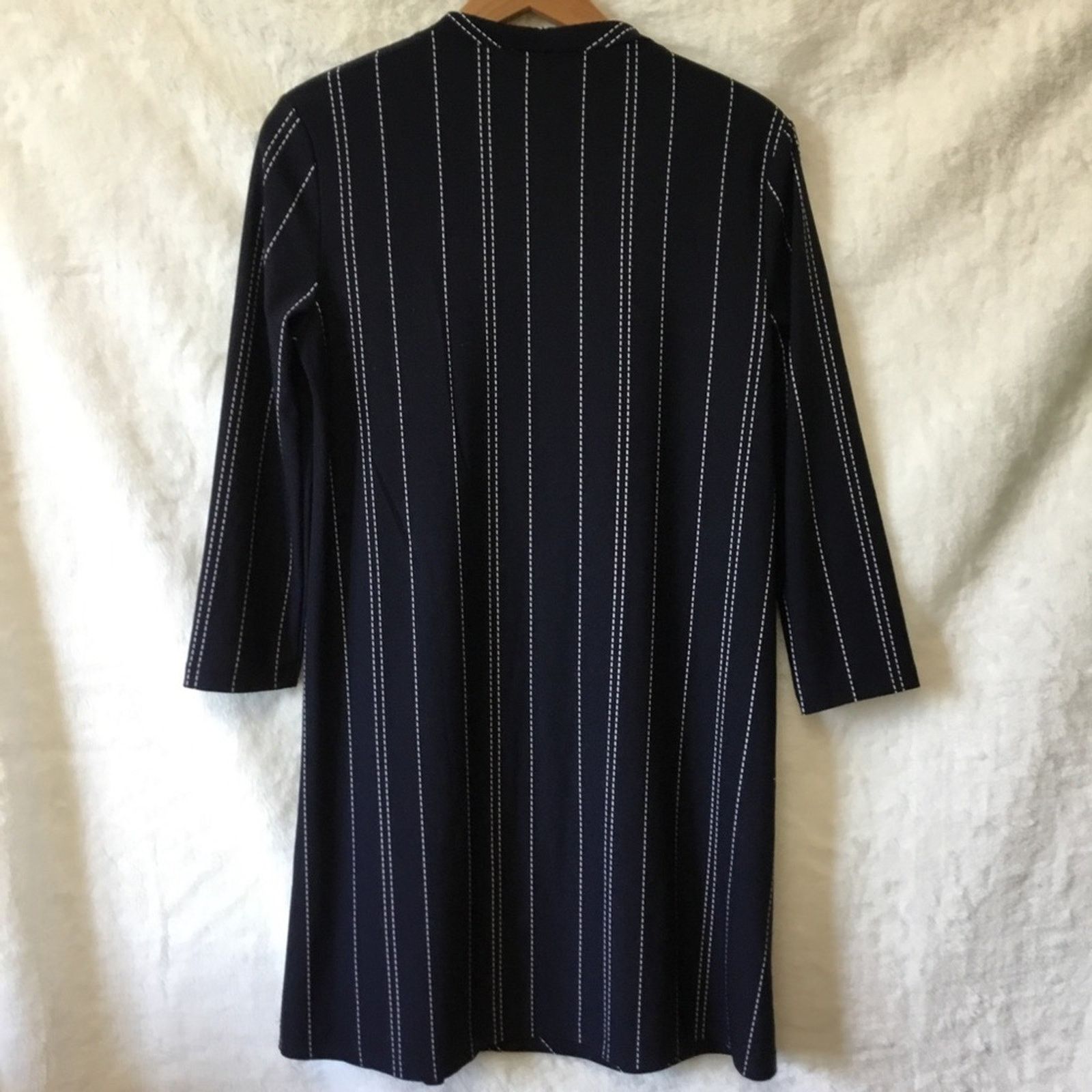 Mango Mango Navy Blue Long Sleeve Striped Dress Size S / US 4 / IT 40 - 5 Thumbnail