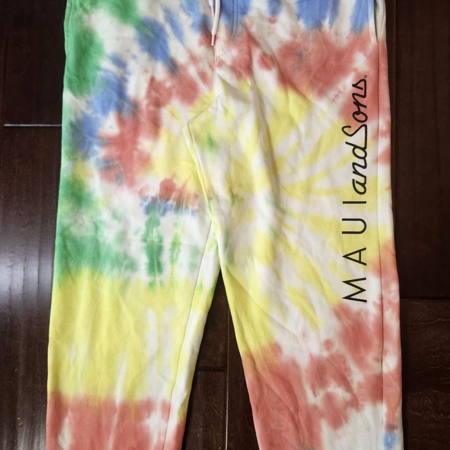 Rainbow Maui and Sons Tie Dye Jogger Sweatpants Mens Medium Rainbow Lounge Pants Regular Fit with Pockets Size US 31 - 4 Thumbnail