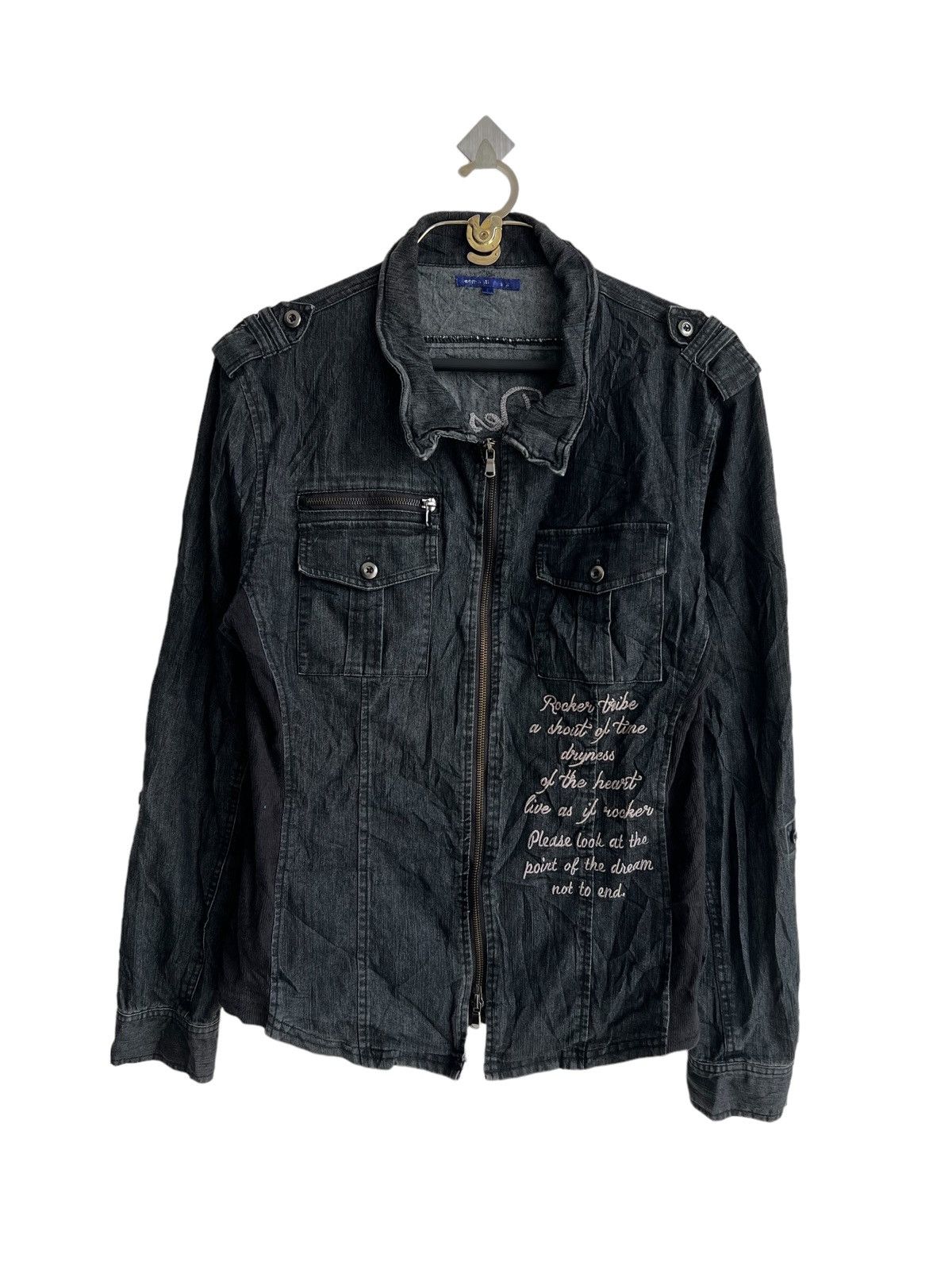 KMRii Semantic Design 🇯🇵 Junya Anarchy Poems Denim Shirt Jacket Size US M / EU 48-50 / 2 - 3 Thumbnail