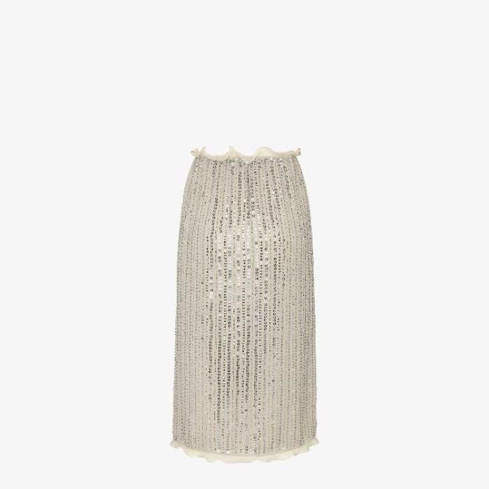 Fendi o1s1wg111224 Midi Skirt in Light Beige Size 36" / US 14 / IT 50 - 2 Thumbnail