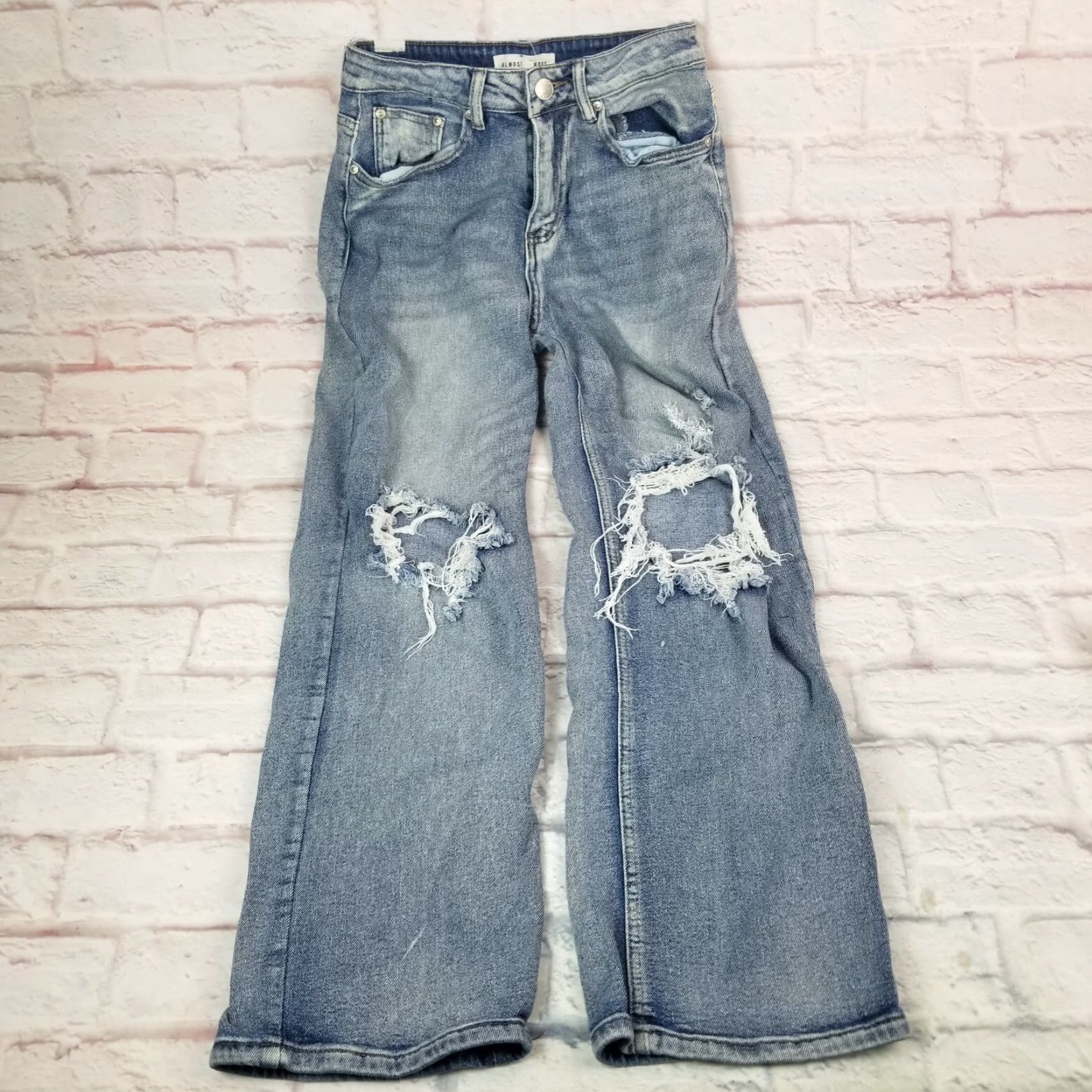 Almost Famous VINTAGE Almost Famous Womens Jeans Size 3 Denim High Rise Light Wash Distressed Size 26" / US 2 / IT 38 - 2 Thumbnail