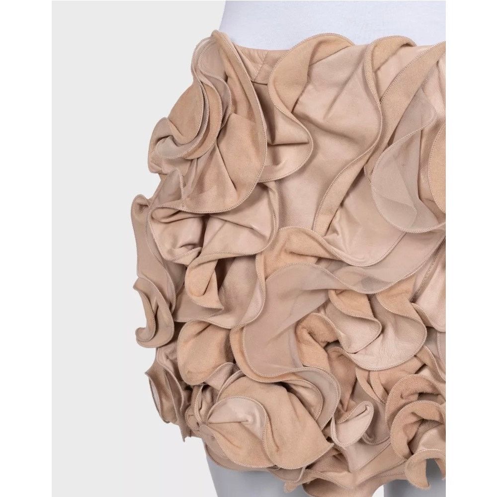 Valentino Valentino Beige Leather & Silk Mini Skirt Size M Size 28" / US 6 / IT 42 - 4 Thumbnail