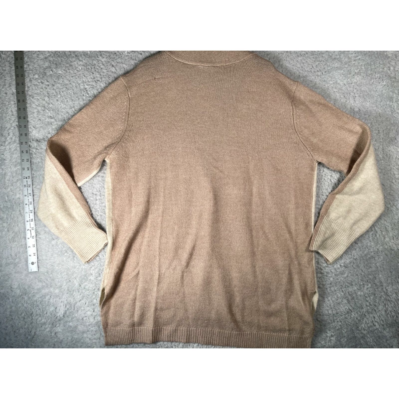 BB Dakota BB Dakota Cardigan Womens 2XL Sweater Light Camel Beige Colorblock Knit V-Neck Dolman Sleeve Size XXL / US 16-18 / IT 52-54 - 2 Thumbnail