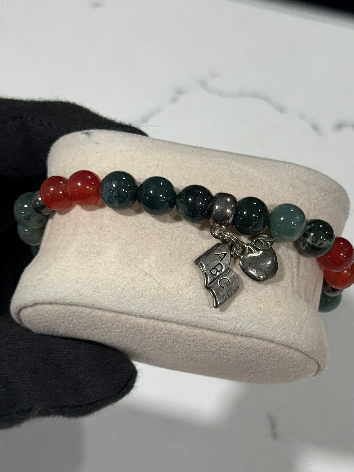 Handmade Handmade Gemstone Talisman Teacher Bracelet agatejade,silver Size ONE SIZE - 2 Thumbnail