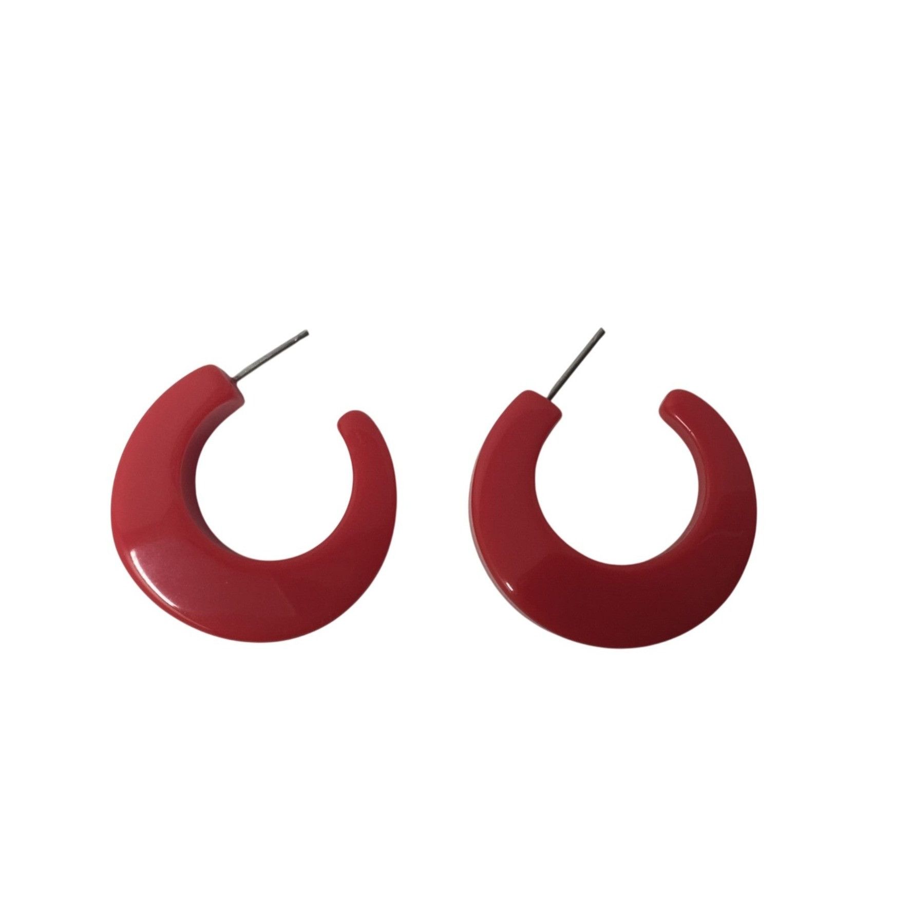 Other Womens Chunky Red Hoop Earrings (no backs) Size ONE SIZE - 1 Thumbnail