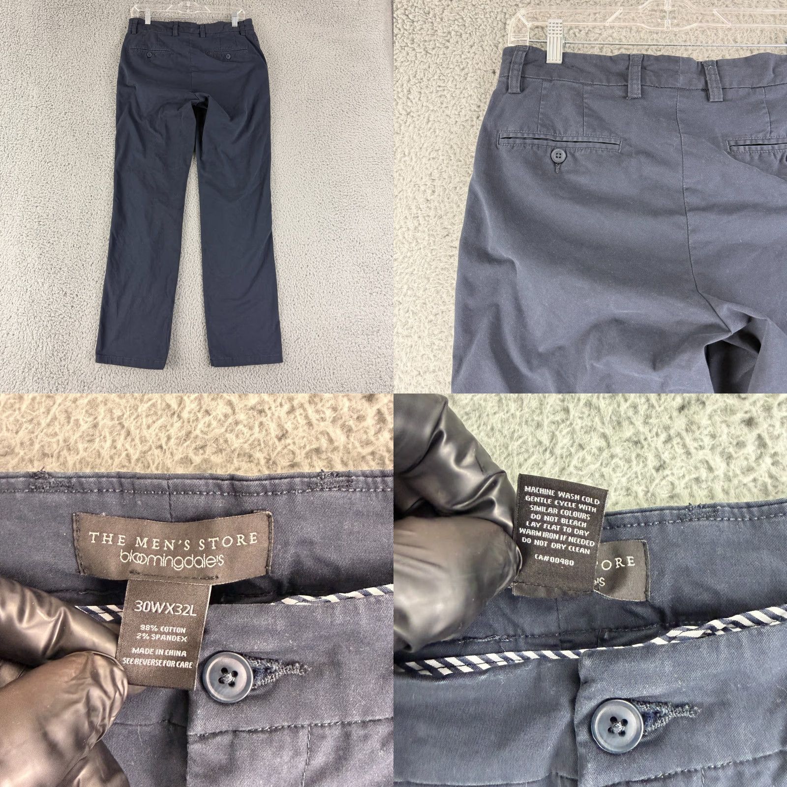 Bloomingdale's Bloomingdale's Chino Pants Mens Size 30 Navy Blue Flat Front Straight Leg Regular 30 x 32 Cotton Spandex Pants Mens Blu Size US 30 / EU 46 - 8 Thumbnail