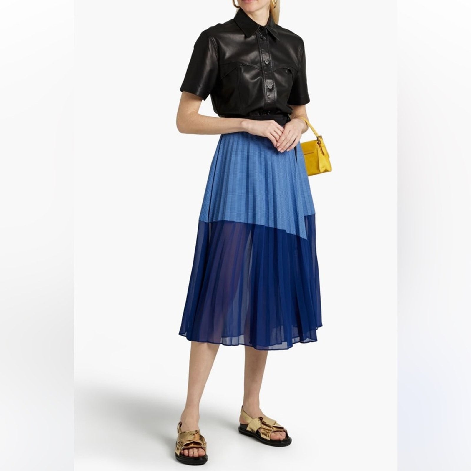 Sandro Sandro Striped Broadcloth Chiffon Wrap Skirt Blue Sz 3 US L Size 28" / US 6 / IT 42 - 1 Thumbnail