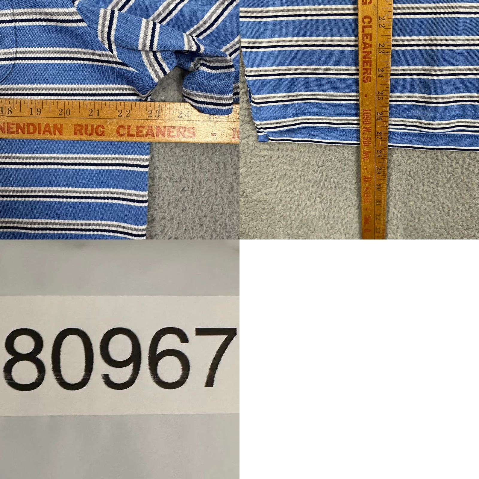 Vintage Stitch Golf Polo Shirt Mens Medium Blue Striped Rugby Stretch Short Sleeve Pocket Shirt Size US M / EU 48-50 / 2 - 8 Thumbnail