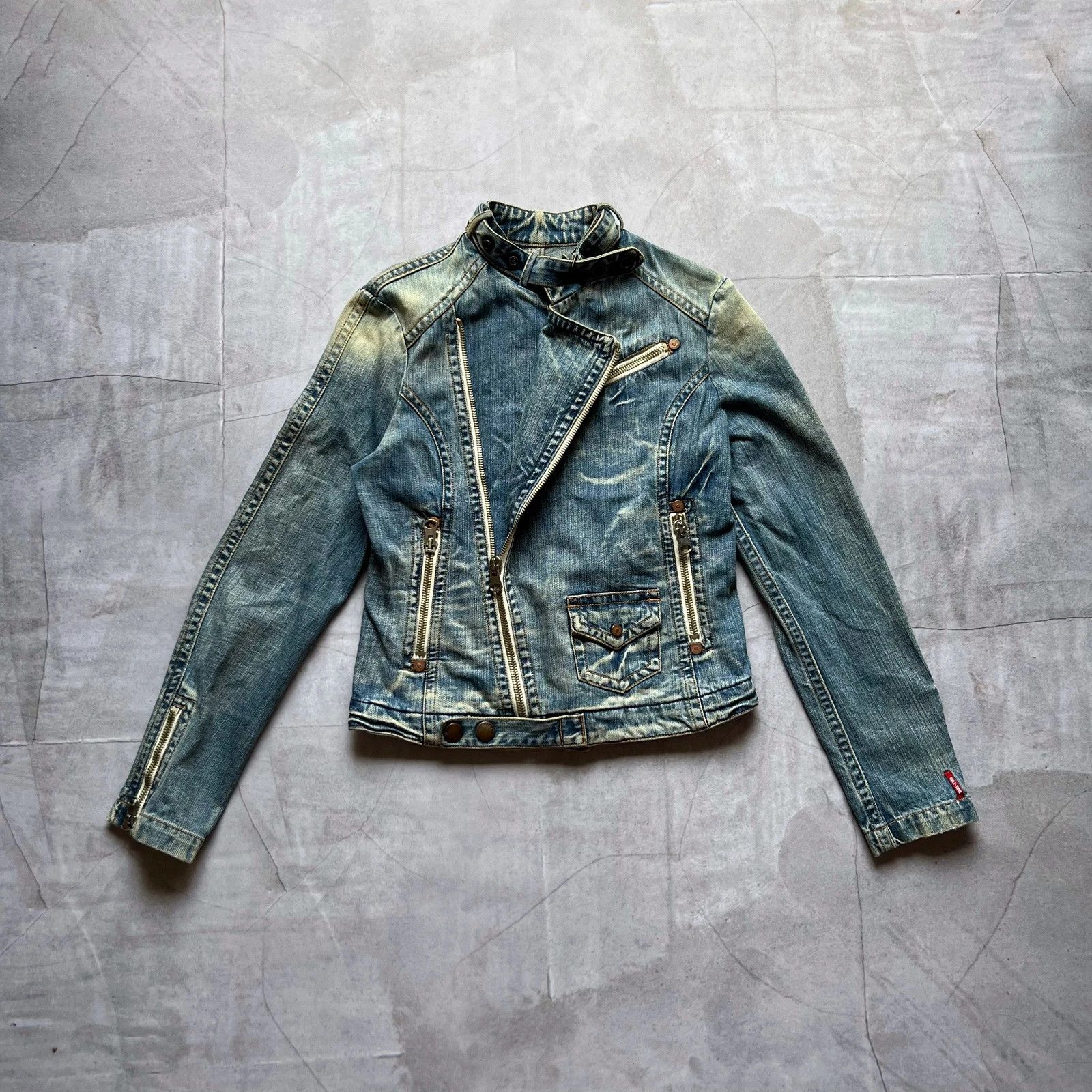 Hysteric Glamour 00s Japan Cropped bomber Denim Biker Jacket Side zip Y2K Size M / US 6-8 / IT 42-44 - 5 Thumbnail