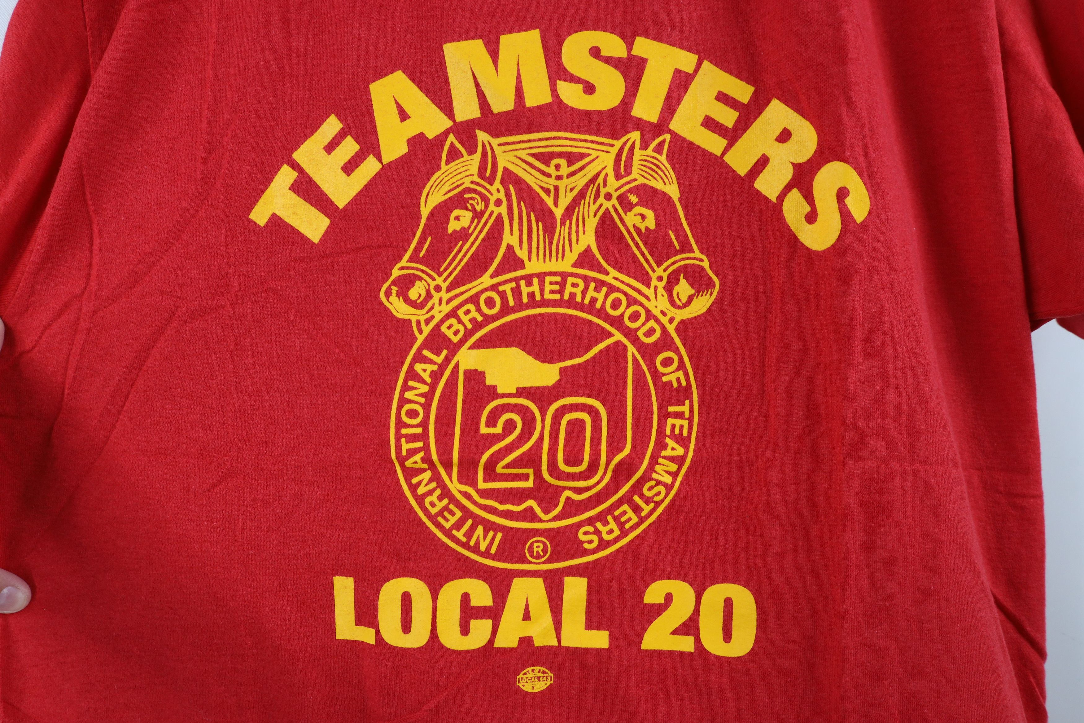 Vintage Deadstock Vintage 90s 20 Teamsters Union T-Shirt Red USA Size US XL / EU 56 / 4 - 4 Thumbnail