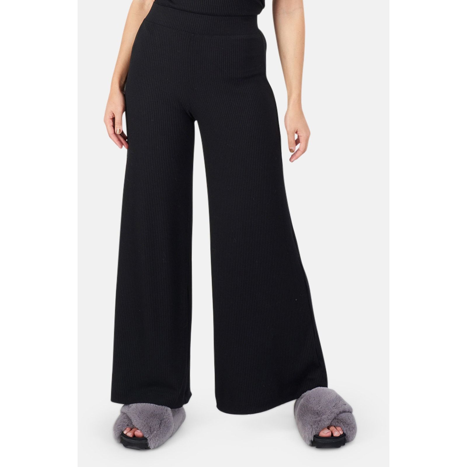 L'AGENCE L'Agence Crawford Wide Leg Pants Black Ribbed Size 30" / US 8 / IT 44 - 1 Thumbnail