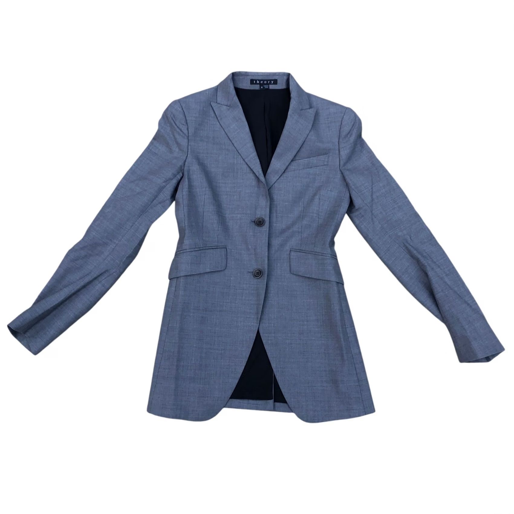 Theory THEORY Wool Blazer Jacket Coat Women's 2XL Grey Long Sleeve Button Blazer Pant Suit Adults Womens Size XXL / US 16-18 / IT 52-54 - 2 Thumbnail