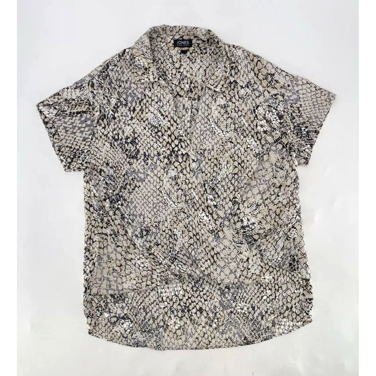 Jones New York Jones NY Snake Skin Print Faux Wrap Chiffon Collared Blouse Sz M Boho Women’s Size M / US 6-8 / IT 42-44 - 3 Thumbnail