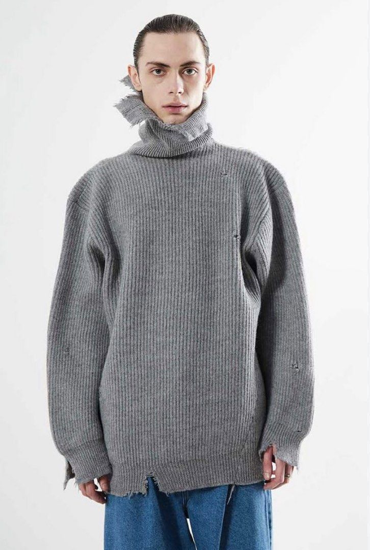 トップス HED MAYNER DESTROYED TURTLENECK SWEATERm HED MAYNER Destroyed turtleneck sweater