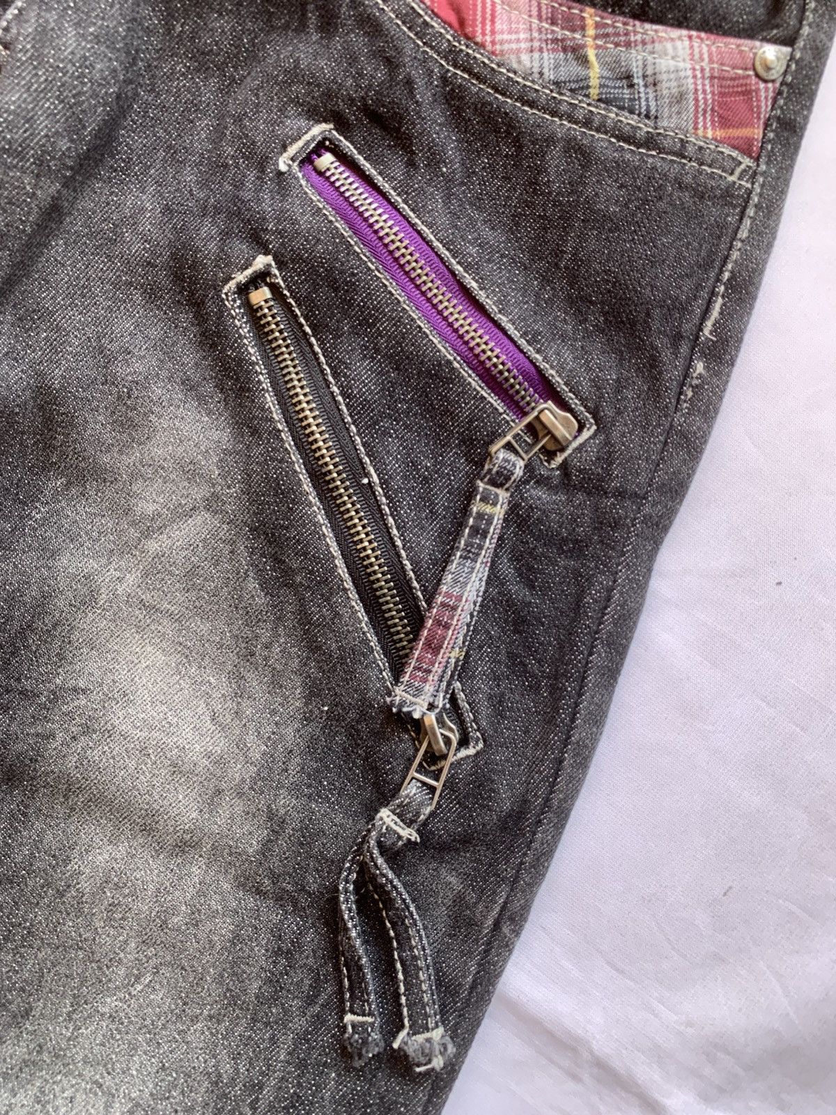 Japanese Brand Y2k Punk Double Focus Double Waist Whisker Bondage Jeans Size US 30 / EU 46 - 3 Thumbnail