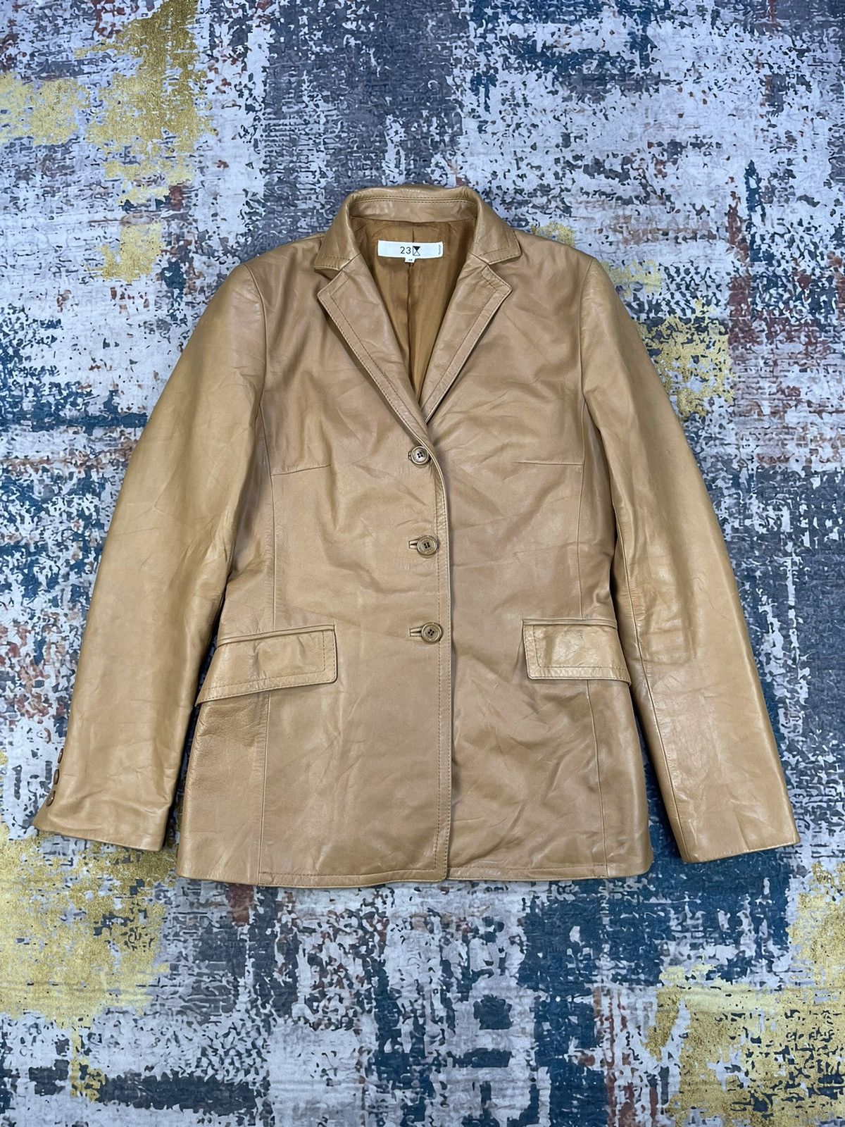 Genuine Leather 23 K Single Breasted Cowhide Leather Blazer Size XS / US 0-2 / IT 36-38 - 1 Thumbnail
