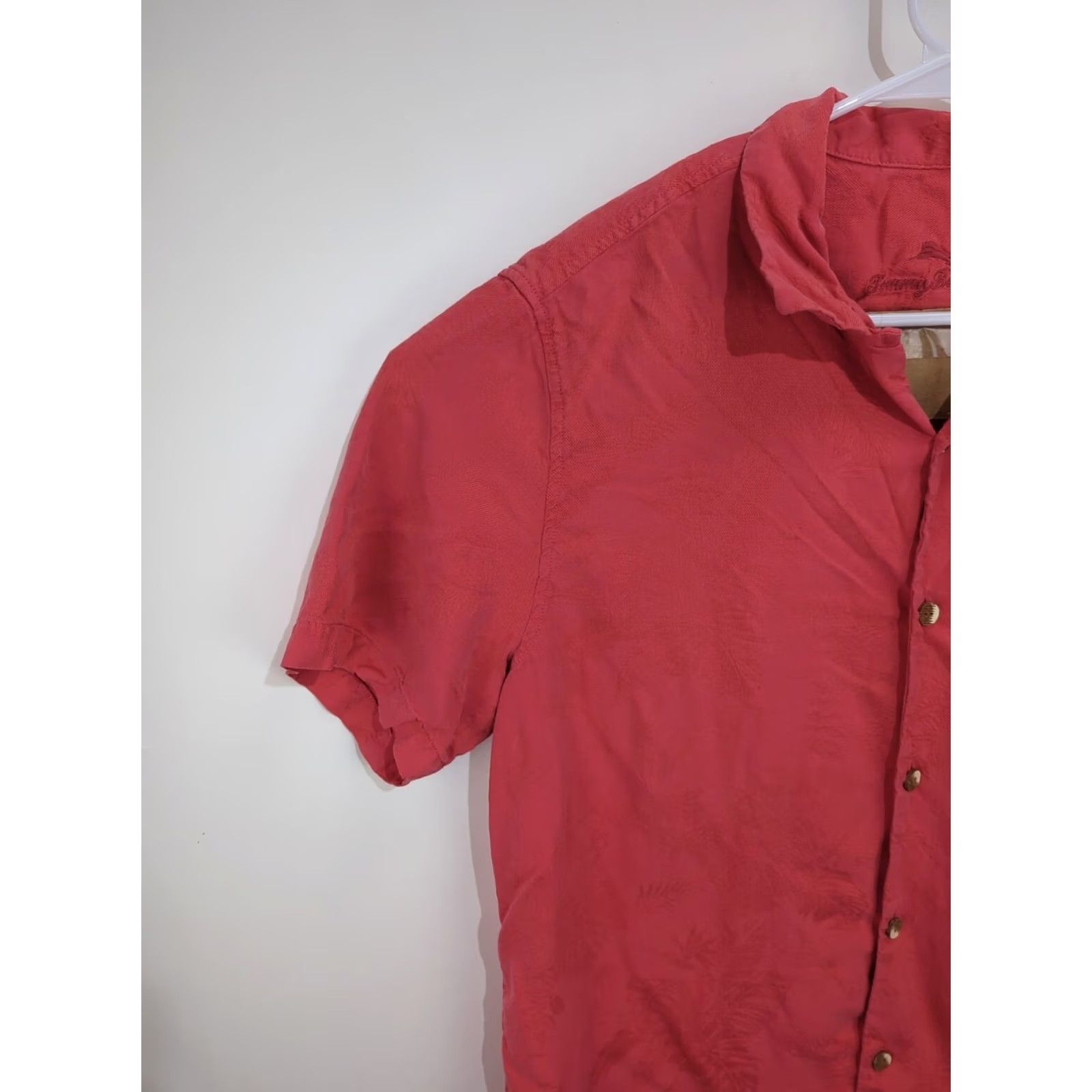 Tommy Bahama Tommy Bahama Silk Shirt Button-Up Short Sleeve Men Large Peach Pink Floral Hawaiian Aloha Comfort Casual Size US L / EU 52-54 / 3 - 6 Thumbnail