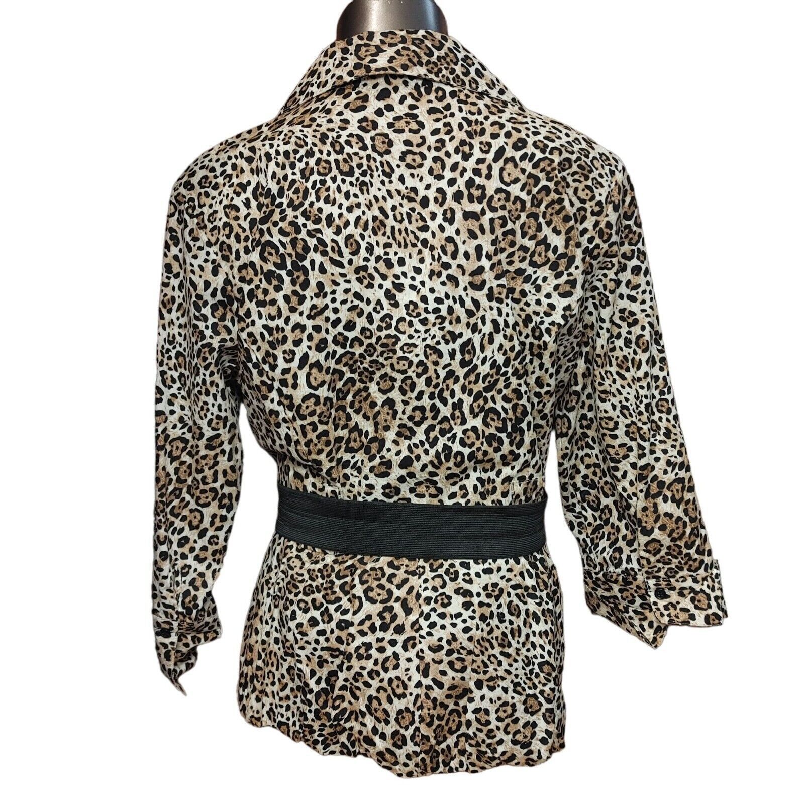 Harve Benard Harve Benard Women's Cheetah Print Belted Button Up Blouse X Size XL / US 12-14 / IT 48-50 - 2 Thumbnail