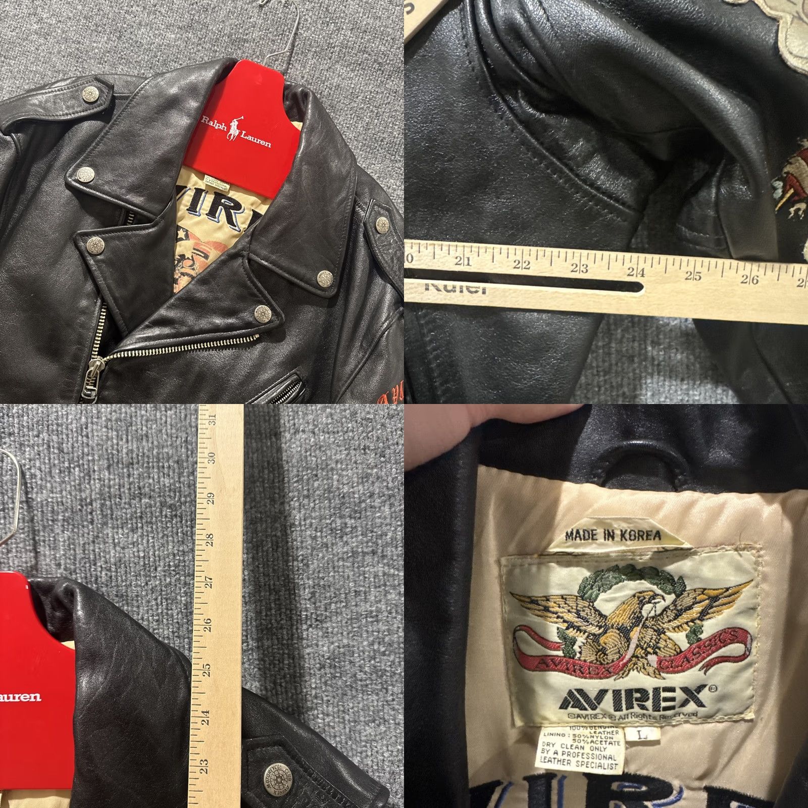 Avirex VINTAGE Avirex Leather Tattoo Embroidered Jacket GRAIL Men’s Large L Black Motorcycle Jacket Mens Size US L / EU 52-54 / 3 - 8 Thumbnail
