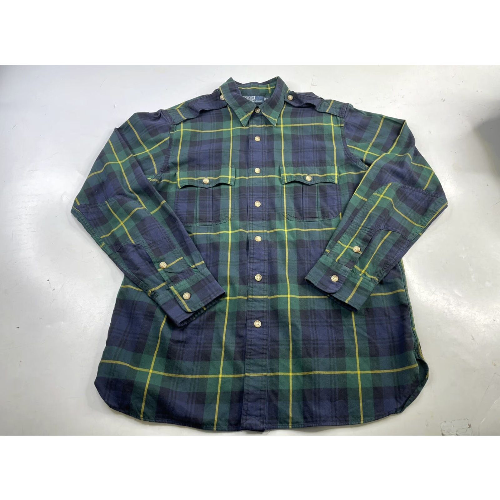Polo Ralph Lauren Polo Ralph Lauren Mens Plaid Long Sleeve Button-Down Shirt Tab Collar Epaulets Size US L / EU 52-54 / 3 - 2 Thumbnail