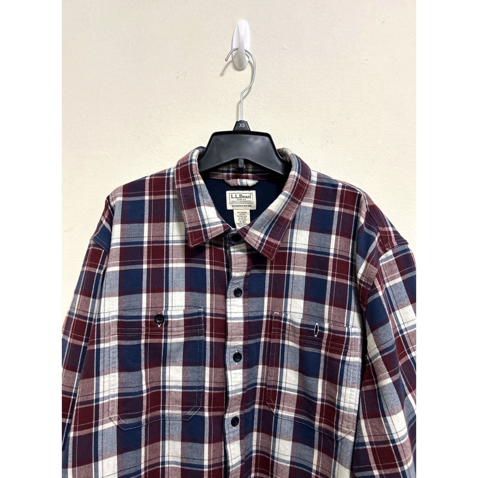 Vintage L.L. Bean Organic Shirt Mens XL Red Blue Plaid Flannel Button-Up Pocket Easy Care Size US XL / EU 56 / 4 - 2 Thumbnail