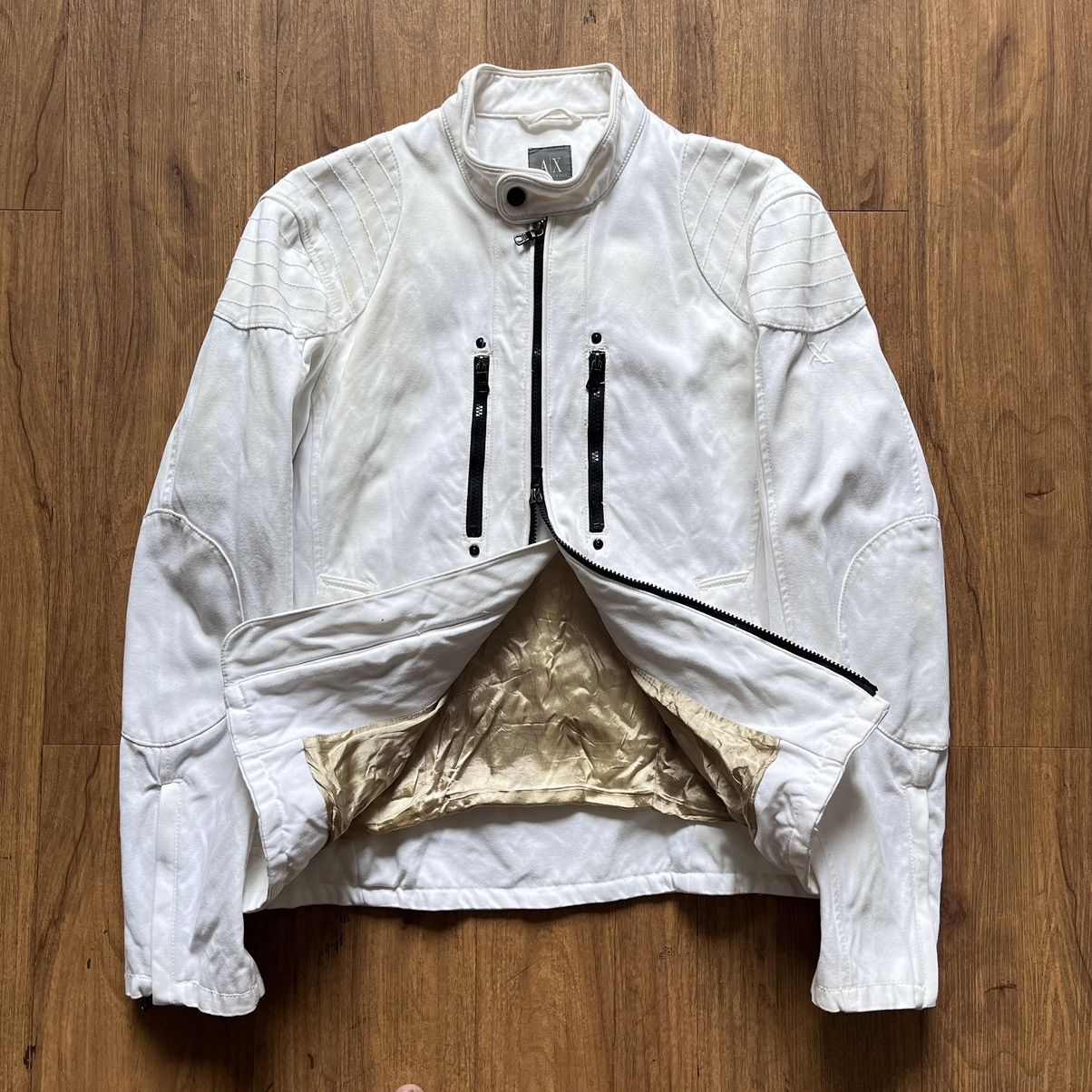 Armani Collezioni × Armani Exchange × Vintage Armani Exhange Heavy Canvas Bikers Jacket Size US M / EU 48-50 / 2 - 2 Thumbnail
