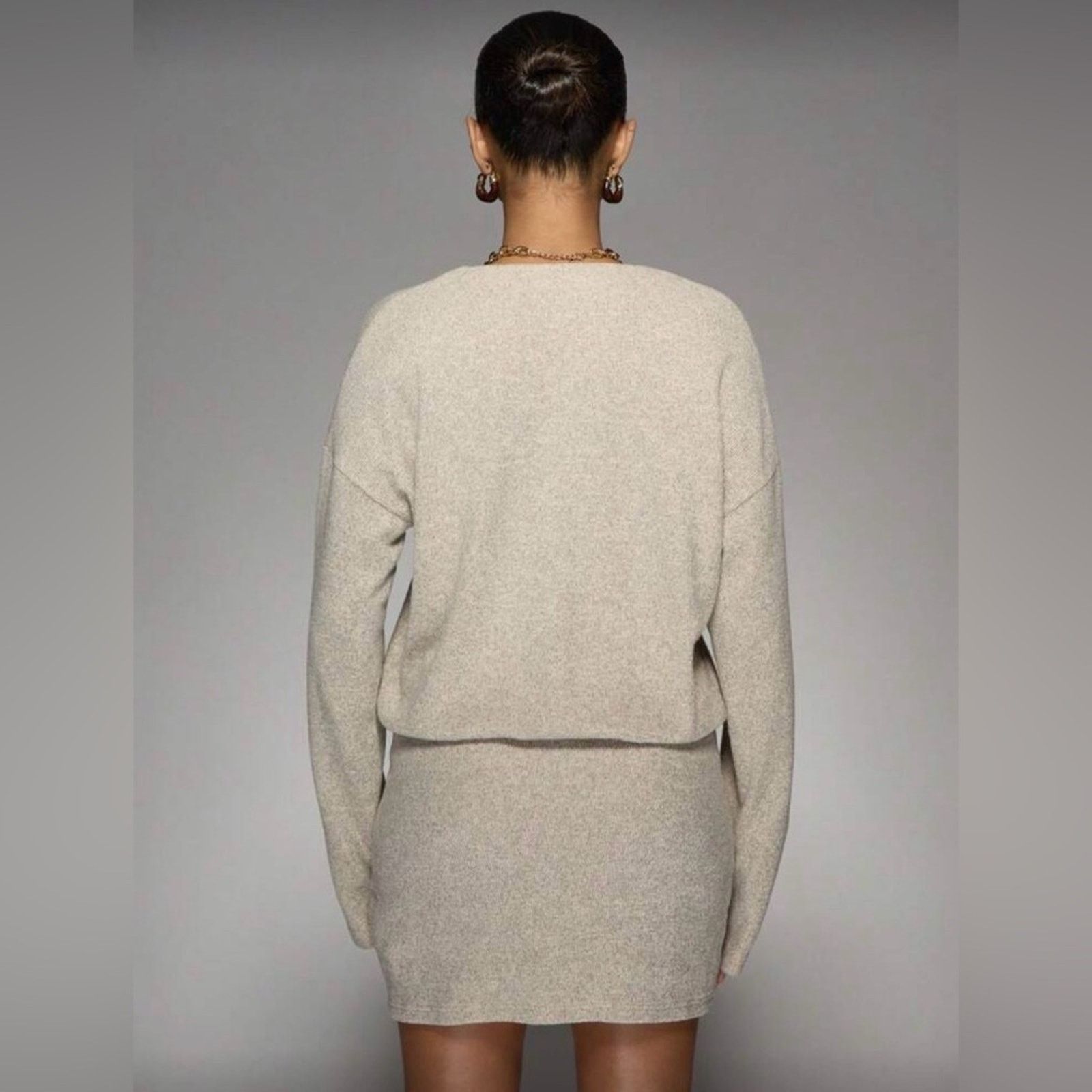 Other New Y2K Chic Beige Sweater Dress with Gold Accents size XS Size S / US 4 / IT 40 - 2 Thumbnail
