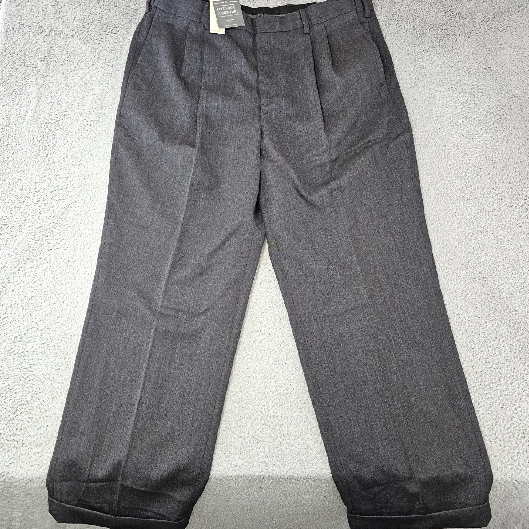 Eddie Bauer VINTAGE Eddie Bauer Pants Mens Baggy 38x29 Charcoal Grey Pleated Cuffed Wool Twill 80s Y2K Chino Relaxed Straight Fall Winter Spring Mens Size US 38 / EU 54 - 4 Thumbnail