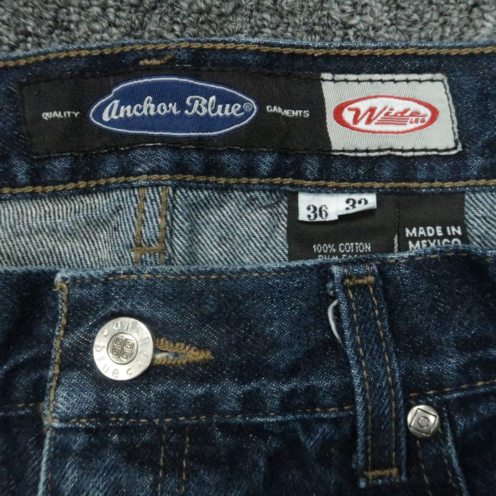 Anchor Blue VINTAGE Anchor Blue Jeans 31x28 Wide Leg Relaxed Fit Baggy Dark Blue 90s Y2K Mens Size US 31 - 4 Thumbnail