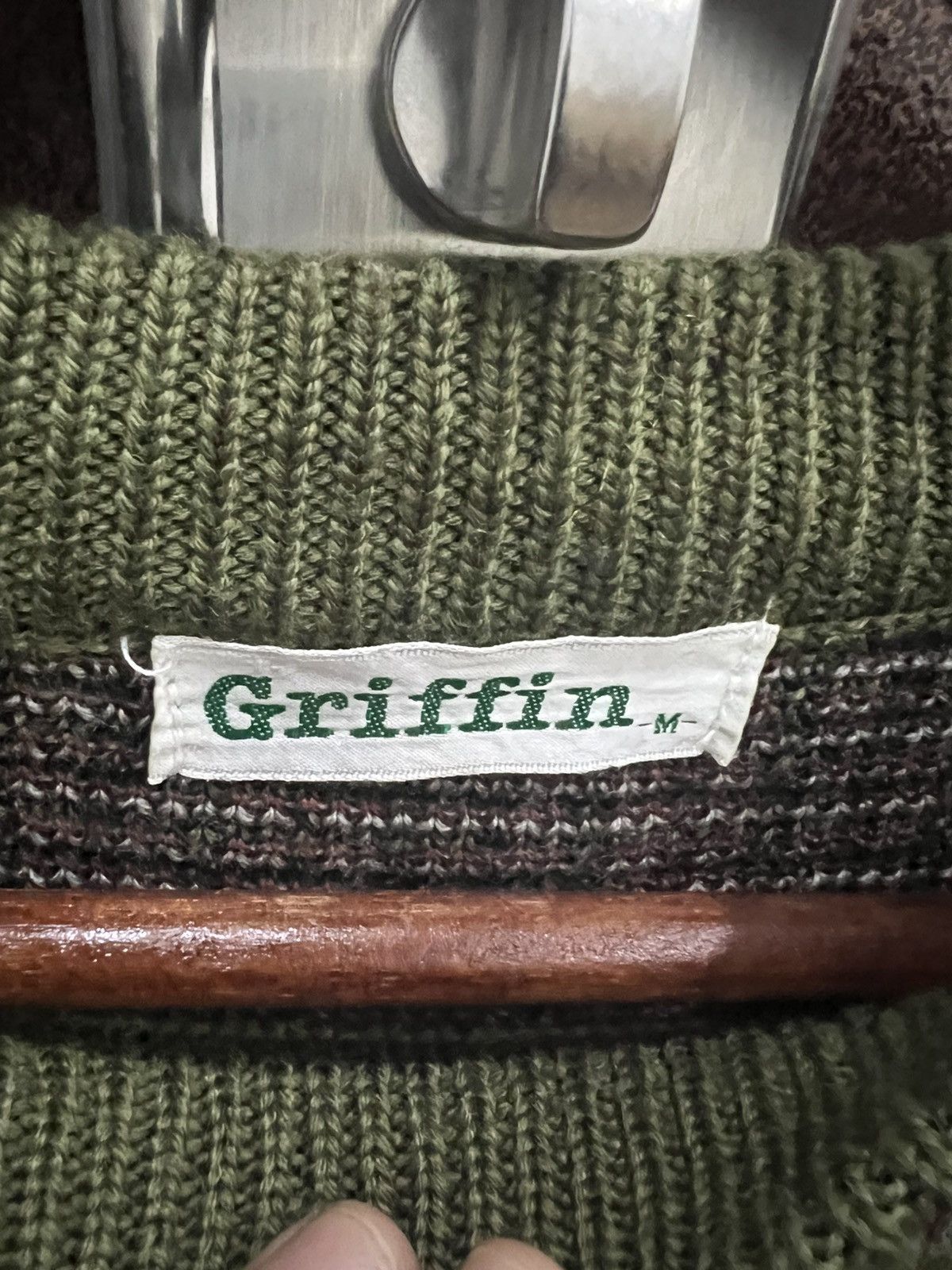 Japanese Brand GRIFFIN Fair Isle Knit Sweater Green Red Nordic Geometric Size US M / EU 48-50 / 2 - 7 Thumbnail