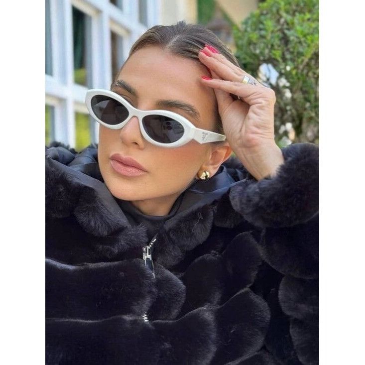 Prada PR26ZS 17K08Z Sunglasses Talc Oval Frame, Grey Lenses Prada | Accessories | Pradapr26zs 7k8z Sunglasses Talc White  main image 2