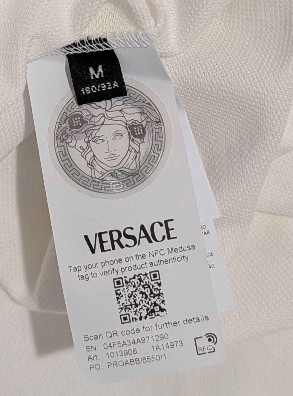 Versace VERSACE Barocco Crest Polo Shirt White/Gold Medium Size US M / EU 48-50 / 2 - 8 Thumbnail