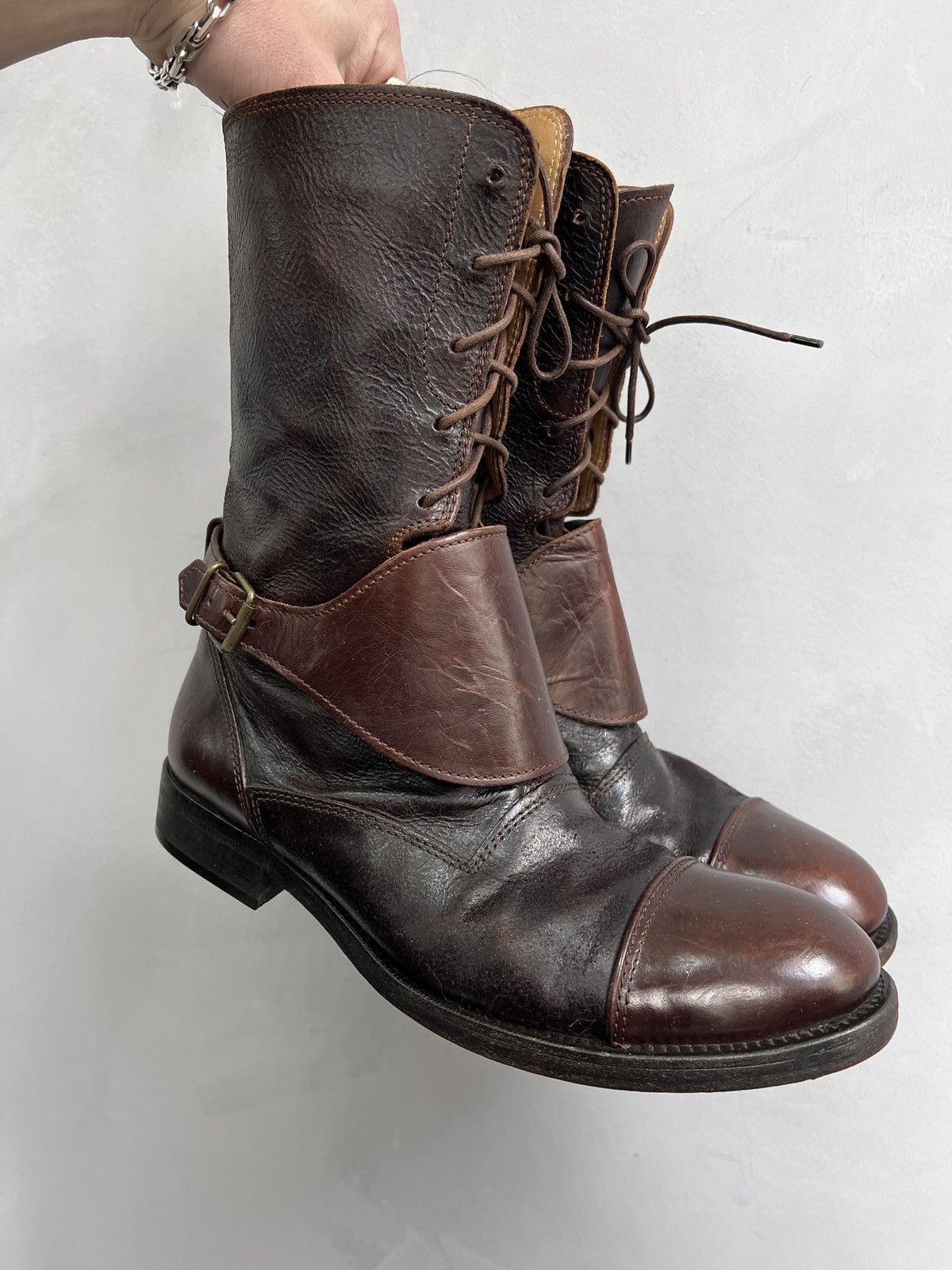Hugo Boss × Japanese Brand × Vintage VINTAGE ENGENDERED BROWN LEATHER BOOTS HUGO BOSS 90s rare Size US 8 / EU 41 - 8 Thumbnail