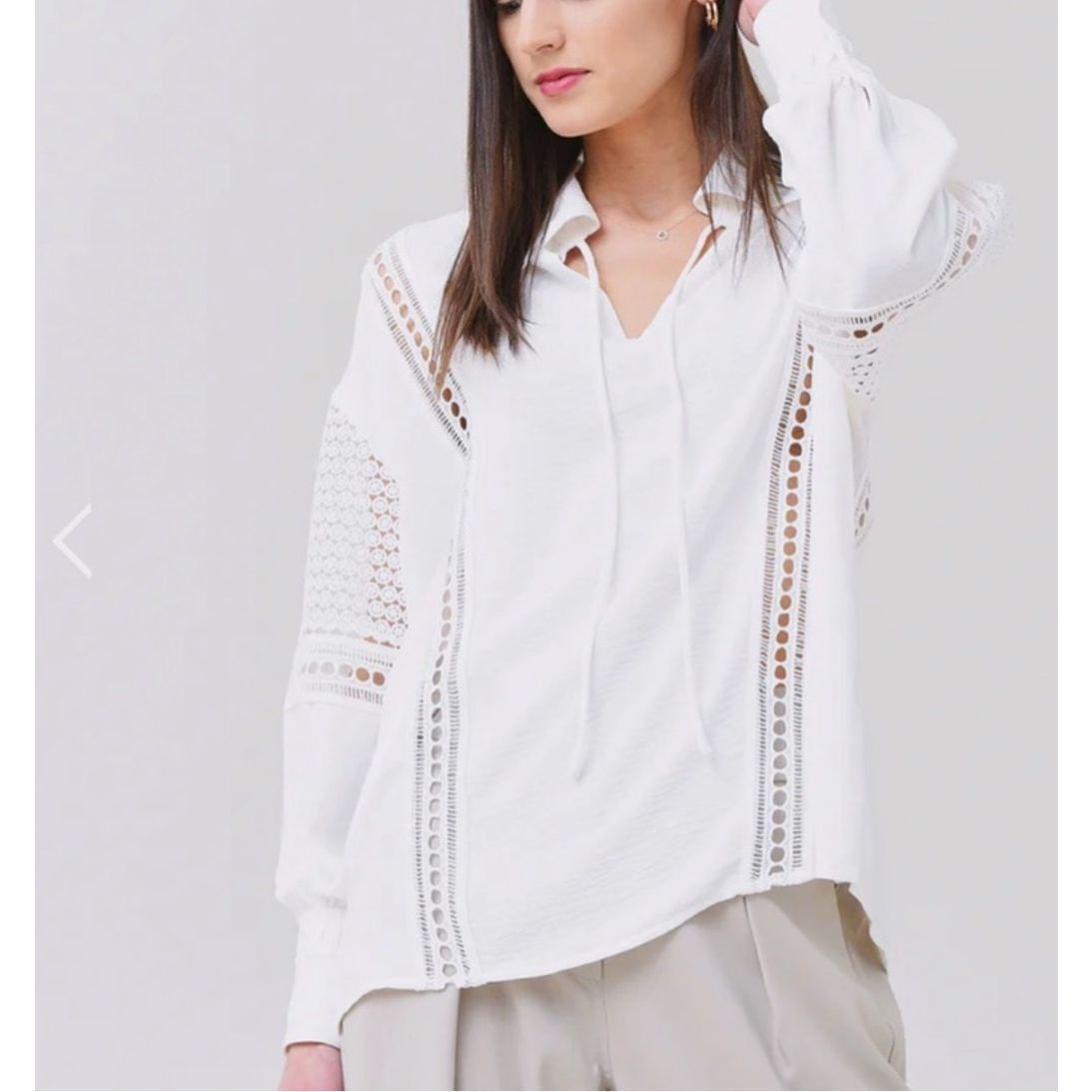 Brochu Walker Brochu Walker Kaia Blouse Long Sleeves Eyelet & Lace Relaxed Size M / US 6-8 / IT 42-44 - 1 Thumbnail