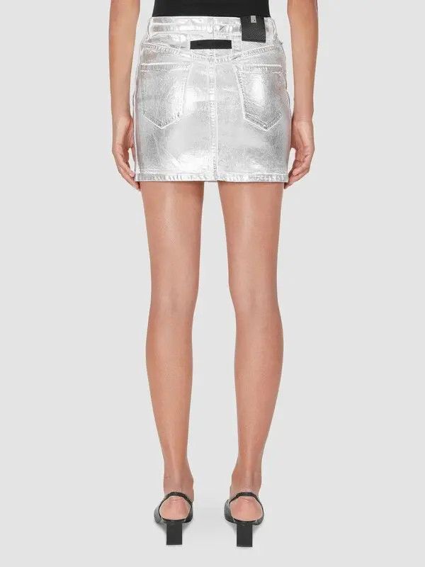 1017 ALYX 9SM o1mle0424 Foil Cotton Denim Mini Skirt in Silver Size 25" / US 0 / IT 36 - 4 Thumbnail